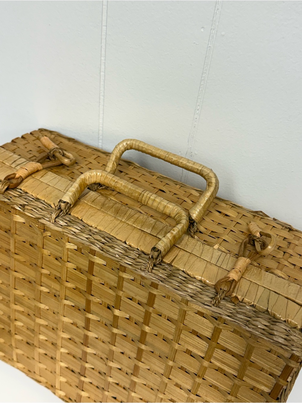 Vintage Woven Suitcase Basket | Natural Fiber Picnic Basket | Collected Home - Picture 6 of 14